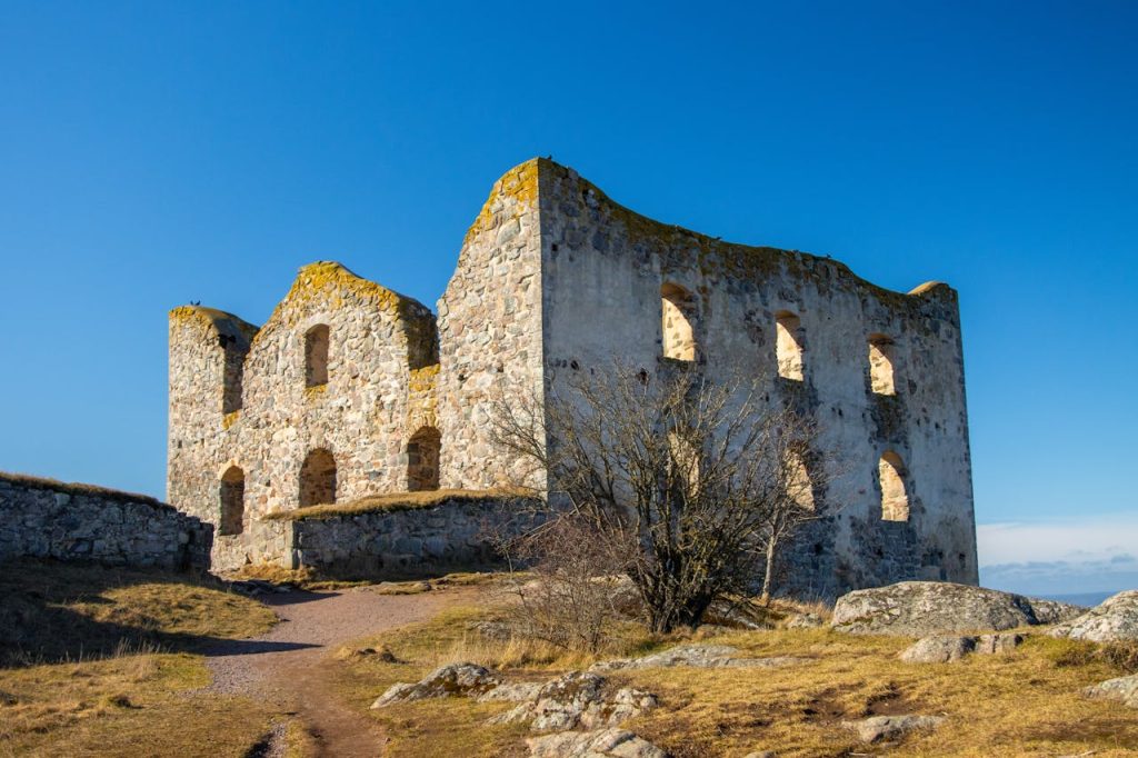 A sunny view of the historical Brahehus castle ruins in Jönköpings län, Sweden.